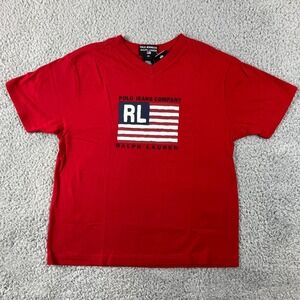 Polo Jeans Co Ralph Lauren Kids Red V-Neck T-Shirt US Size M VTG NWT